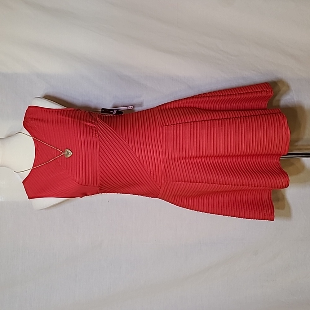 Sandra Darren Red Sleeveless Fit-and-Flare Dress